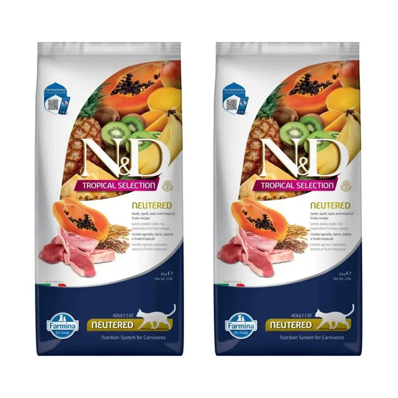 Farmina N&D Cat Tropical Selection Neutered Lamb 10Kg, Pack Of 2