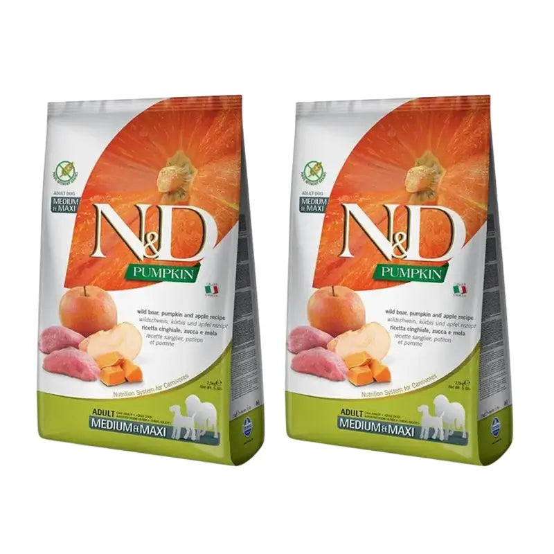 Farmina N&D Dog Calabaza Medium Maxi Jabali 12Kg, Dog Food, Pack Of 2