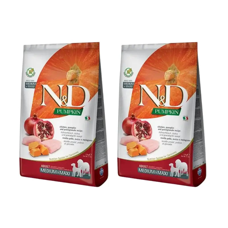 Farmina N&D Dog Pumpkin Medium Maxi Chicken 12Kg, Dog Food, Pack Of 2