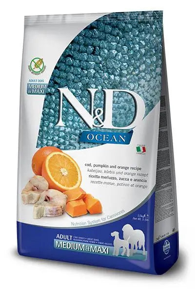 Farmina N&D Dog Ocean Ocean Pumpkin Medium Maxi Codfish 12Kg, dog food
