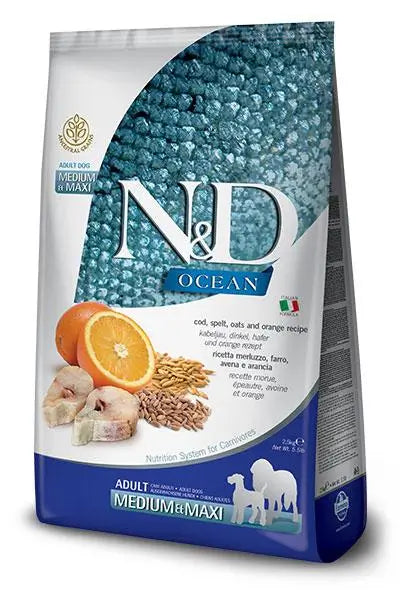 Farmina N&D Dog Ocean Low Grain Medium Maxi Codfish 12Kg, dog food
