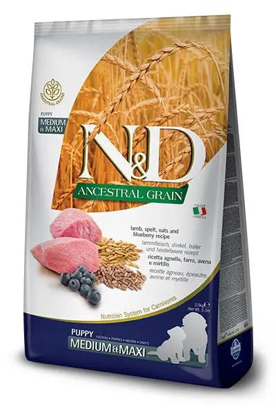 Farmina N&D Dog Puppy Puppy Ancestral Medium Maxi Lamb 12Kg, dog food for puppies