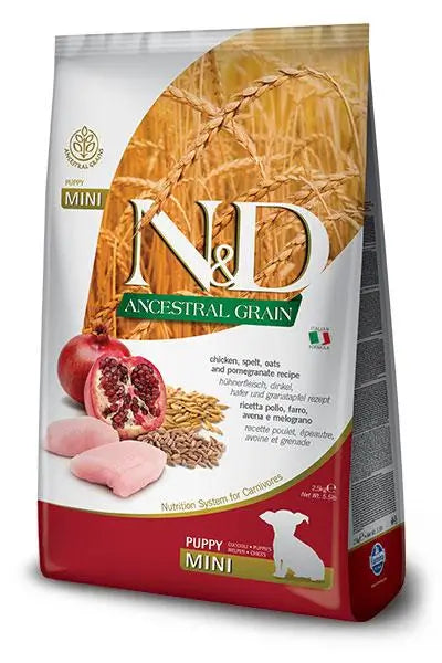 Farmina N&D Dog Puppy Ancestral Mini Chicken 800Gr, feed for puppy dogs