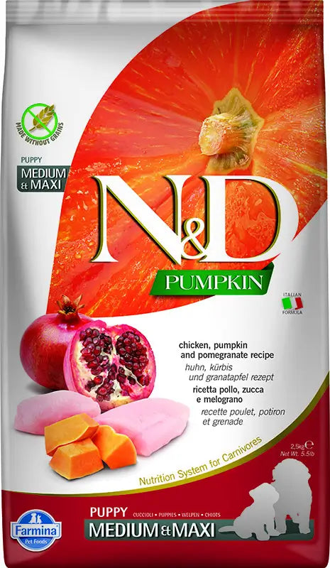 Farmina N&D Dog Puppy Pumpkin Medium Pumpkin Maxi Chicken 2,5Kg, dog food for puppies