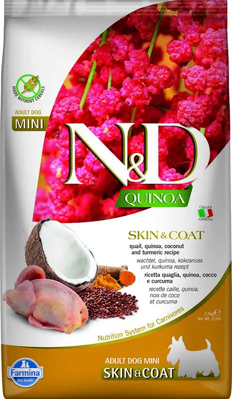 Farmina N&D Dog Quinoa Skin Coat Quail Mini 2,5Kg, dog food