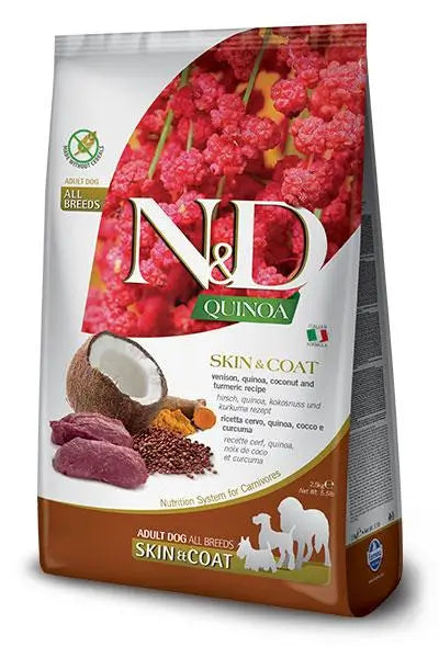 Farmina N&D Dog Quinoa Skin Coat Venison 7Kg, dog food for dogs