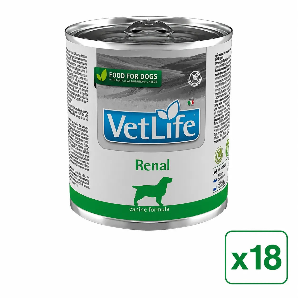 Farmina Vet Life Dog Renal, lot de 18 x 300 grammes