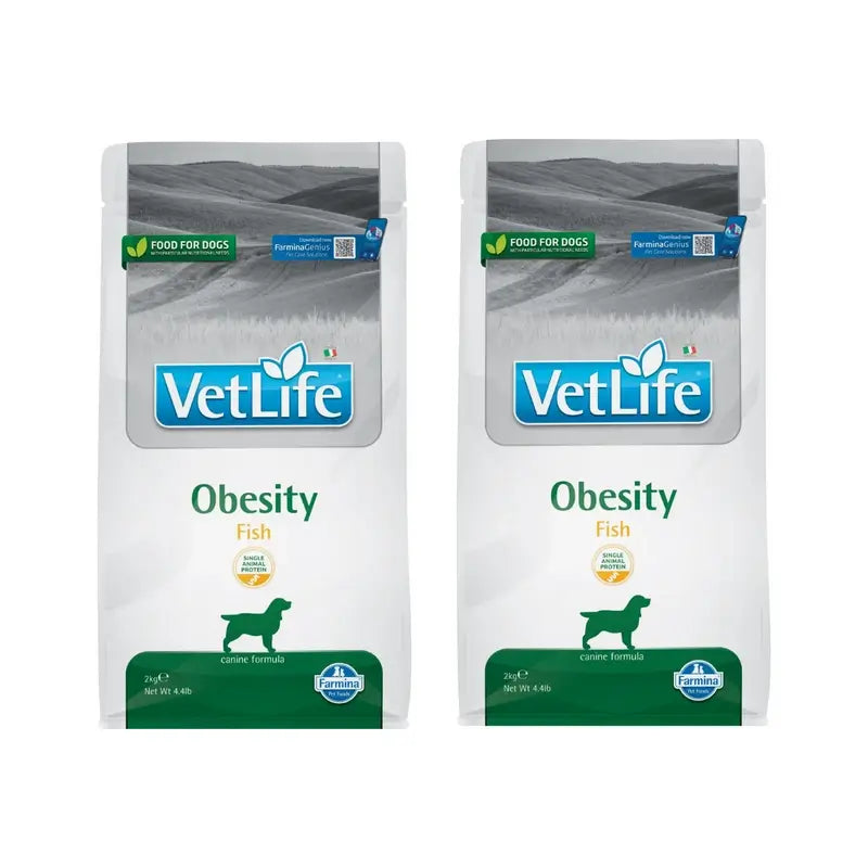 Farmina Vet Life Nat Dog Obesity Fish Adult 2Kg, Dog Food, Pack of 2
