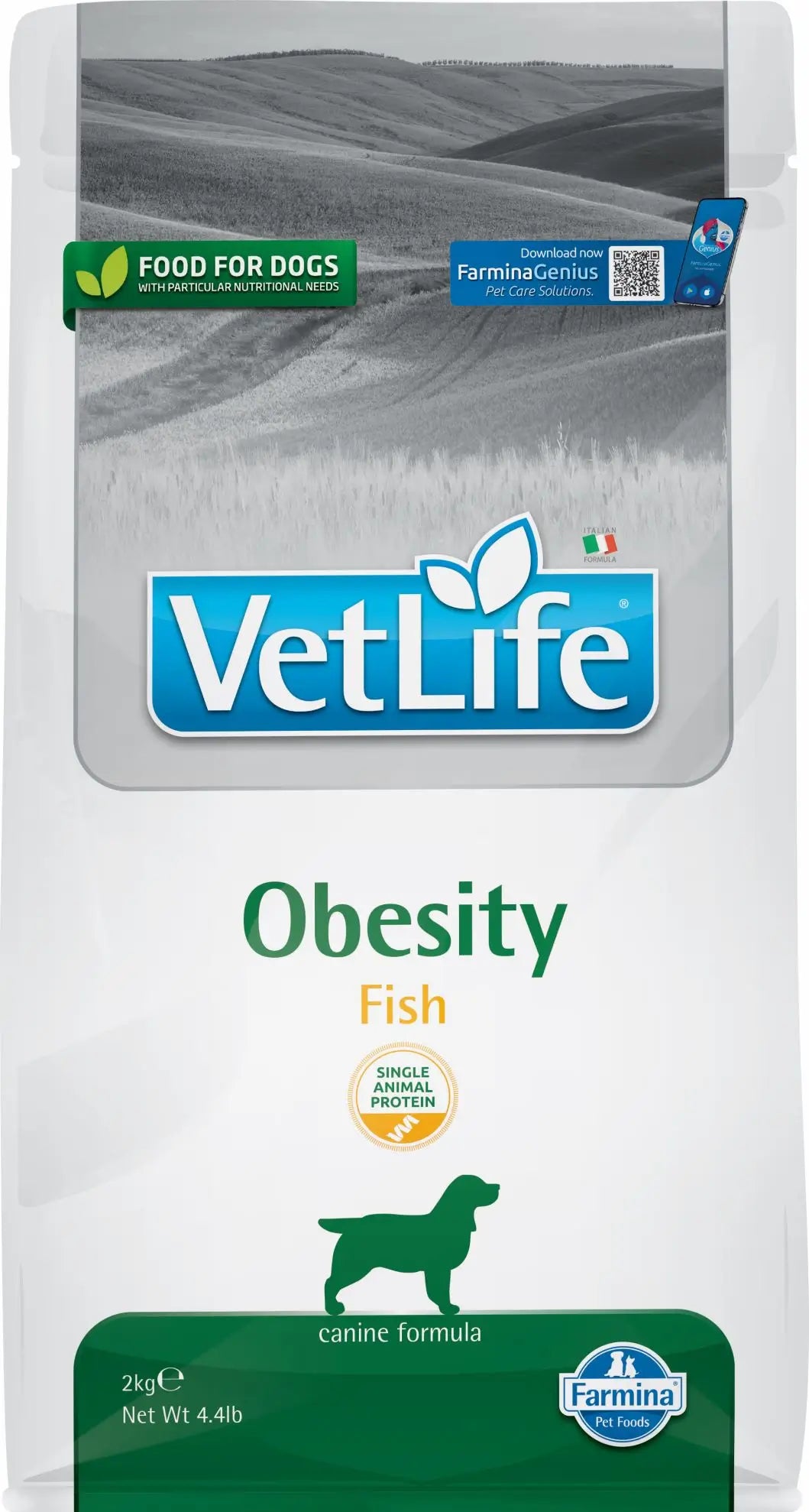 Farmina Vet Life Nat Dog Obesity Fish Adult 2kg, dog food for dogs