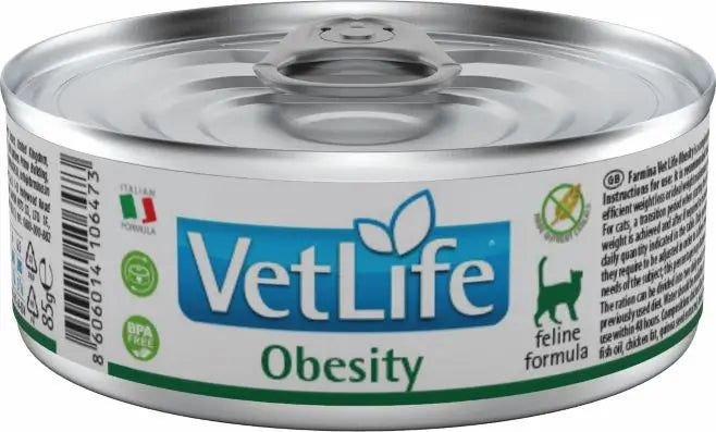 Farmina Vet Life Natural Diet Cat Obesity 12X85Gr, wet food for cats