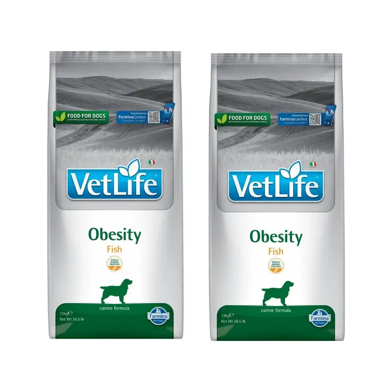 Farmina Vet Vet Life Nat Dog Obesity Fish Adult 12Kg, Dog Food, Pack Of 2