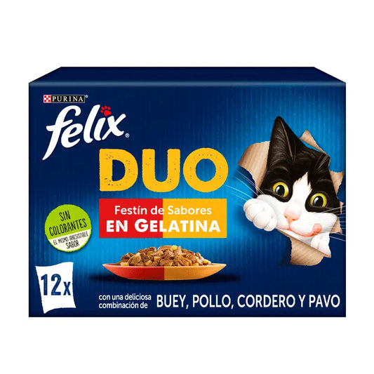 Felix Fantastic Duo Delicious Meat 12X85Gr, wet cat food