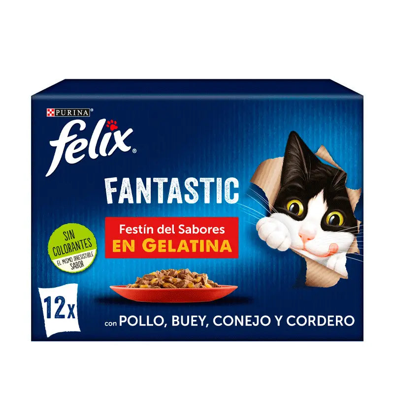 Felix Fantastic Festin De Carnes Multipack 12X85Gr, wet food for cats