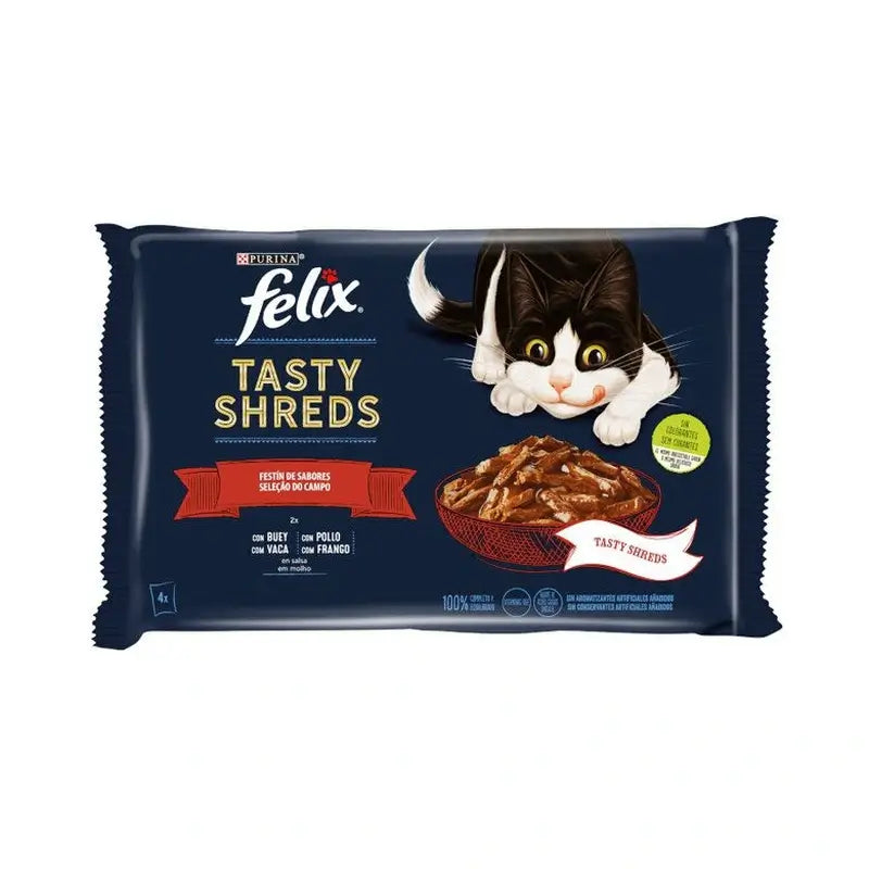 Felix Tasty Shreds Viandes en sauce 12 x 4 x 80 grammes