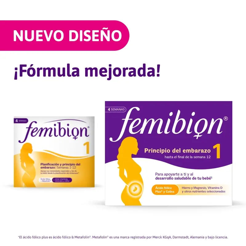 Femibion 1 Premier trimestre de grossesse, Semaines 1-12, Acide Folique Plus, 3X28 Comprimés