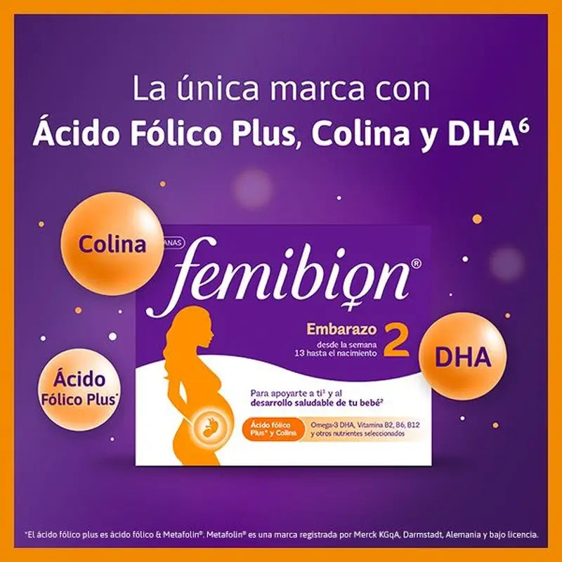 Femibion 2 Grossesse avec Acide Folique et Vitamines, 28 comprimés