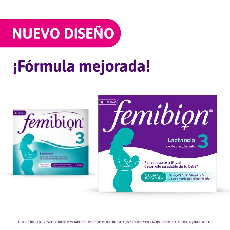 Femibion 3 Lactation Grossesse avec Acide Folique et Vitamines, 28 Comprimés