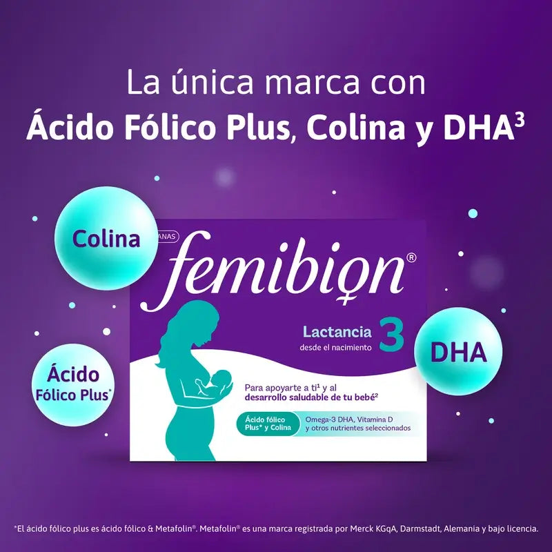 Femibion 3 Lactation Grossesse avec Acide Folique et Vitamines, 28 Comprimés