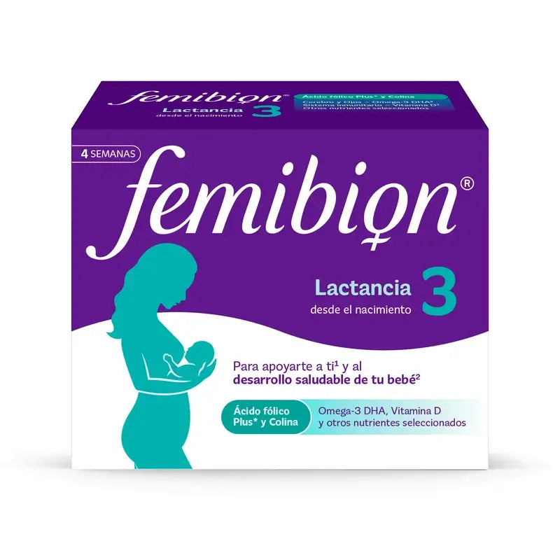 Femibion 3 Allaitement Grossesse avec Acide Folique et Vitamines, 2 x 28 Comprimés