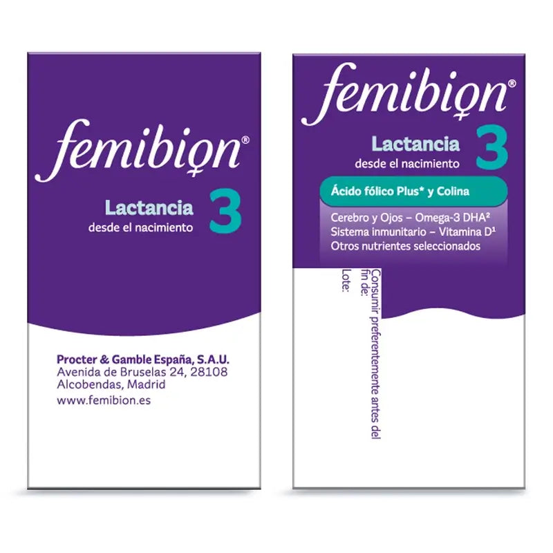Femibion 3 Allaitement Grossesse avec Acide Folique et Vitamines, 2 x 28 Comprimés