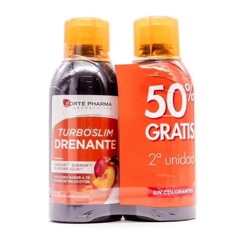 Forte Pharma Turboslim Draining Peach Flavour 2 units x 500 ml 2nd unit 50% Discount