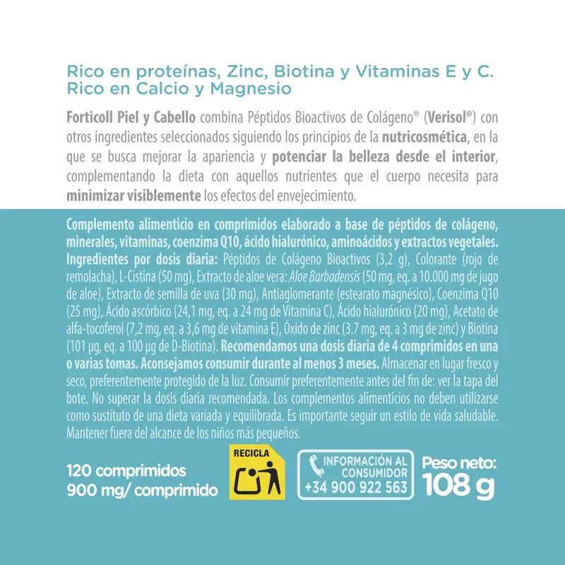 Forticoll Bioactive Collagen Skin and Hair 120 comprimés