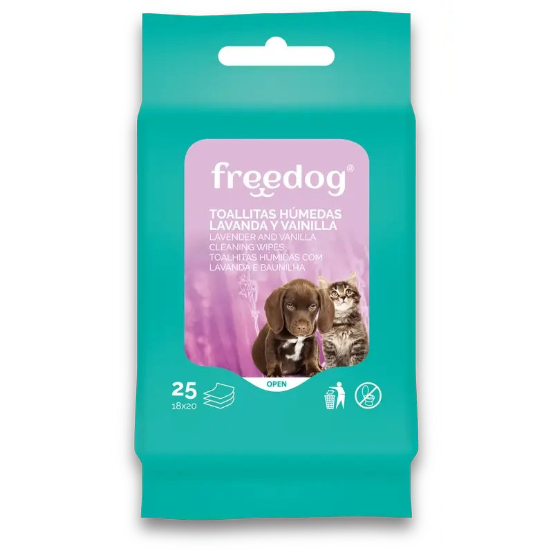 Freedog Wet Wipes Lav/Vain Pocket 25 Ud 18X20Cm