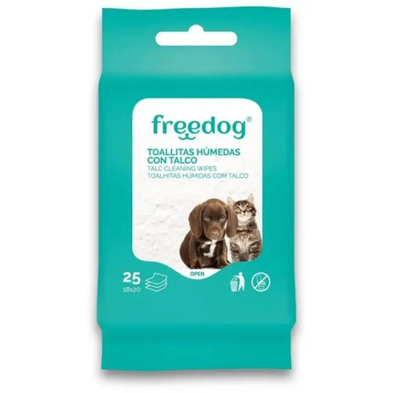 Freedog Talcum Powder Pocket Wet Wipes 25 Units 18 X 20Cm