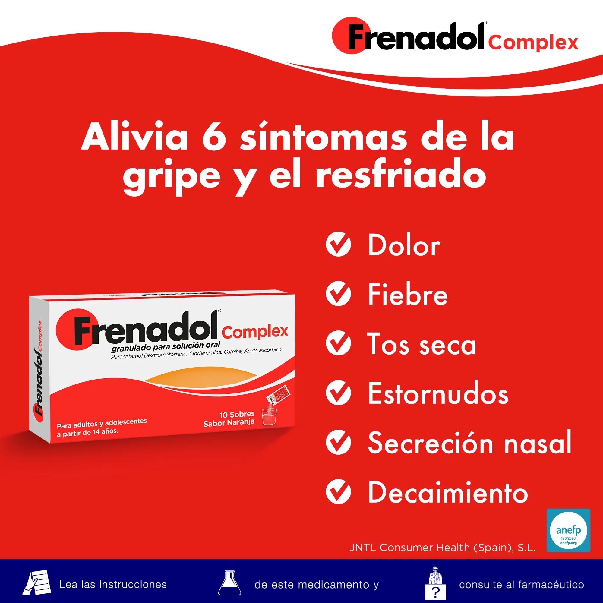 FRENADOL® Complexe anti-grippe, Voie orale, 10 Sachets