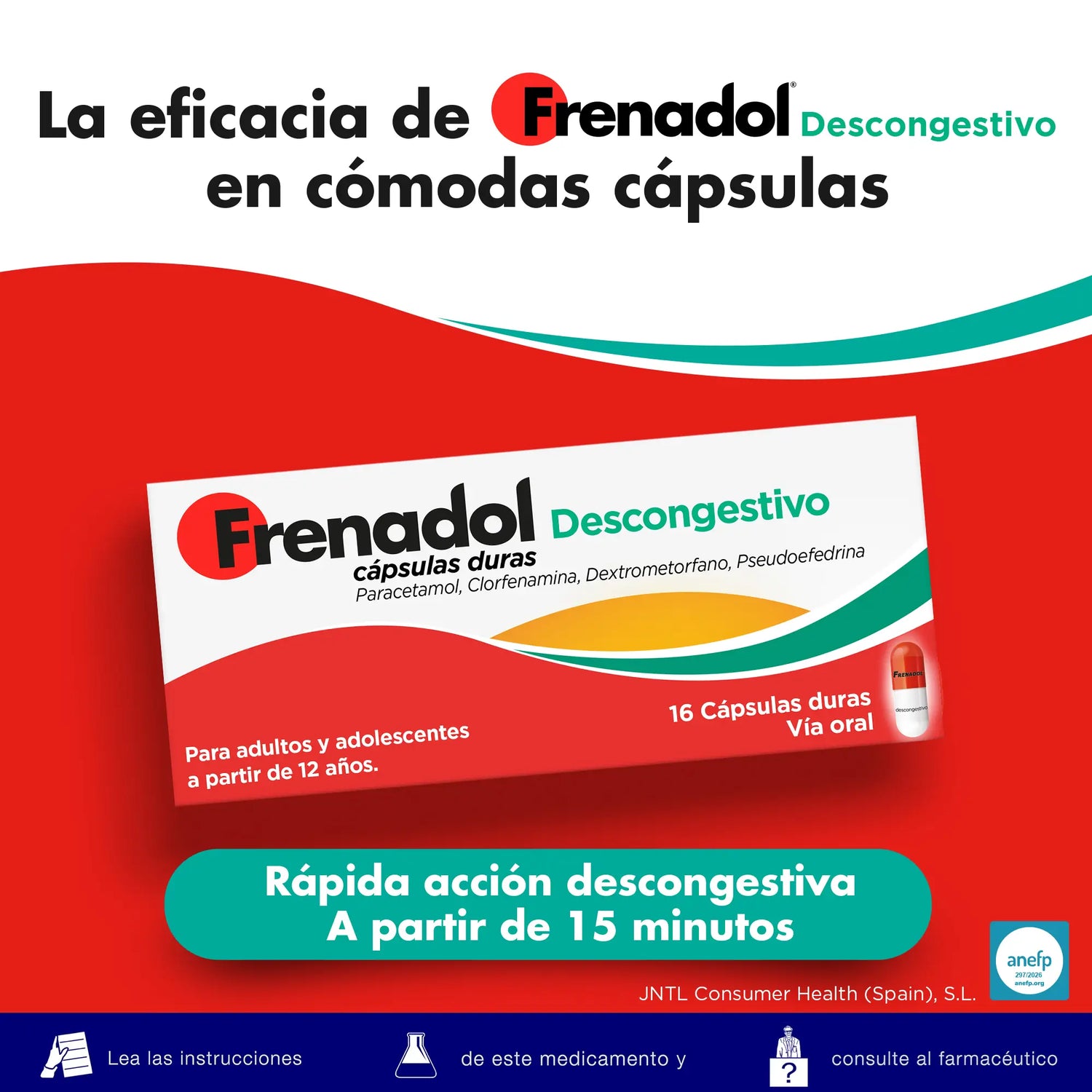 FRENADOL® Décongestionnant de la grippe, Voie orale, 16 gélules