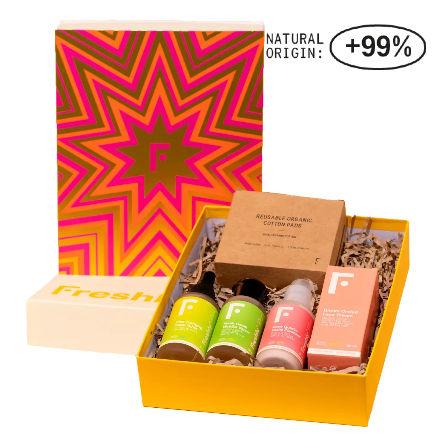 Freshly Box avec eau micellaire, nettoyant, tonique et hydratant, 4 unités