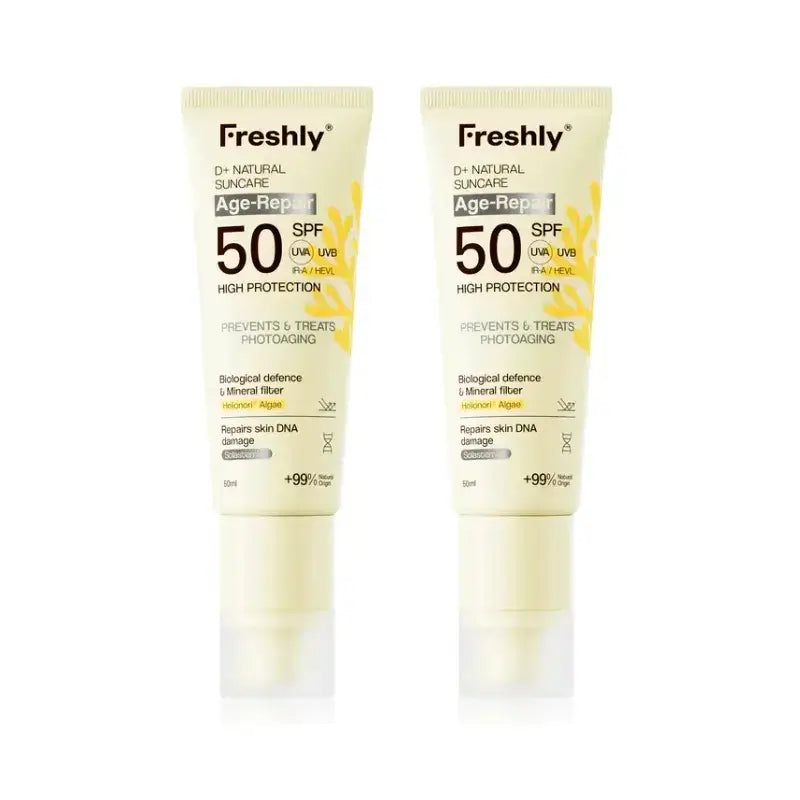 Freshly D+ Natural Suncare Age-Repair Spf50, paquet de 2 x 50 ml