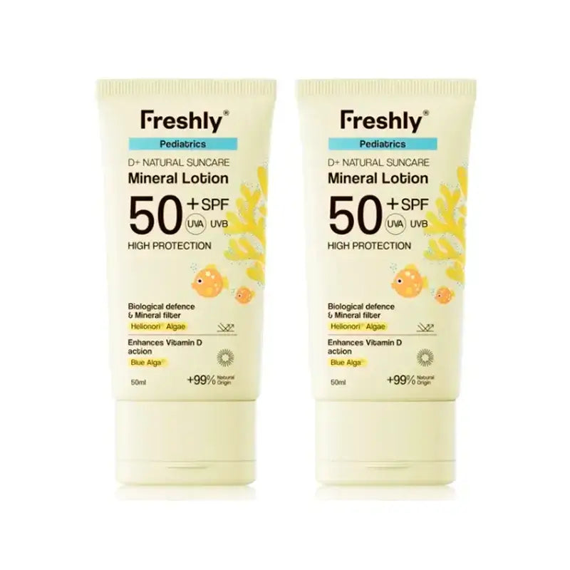 Freshly Pediatrics D+ Natural Suncare Mineral Lotion Spf50, paquet de 2 x 50 ml