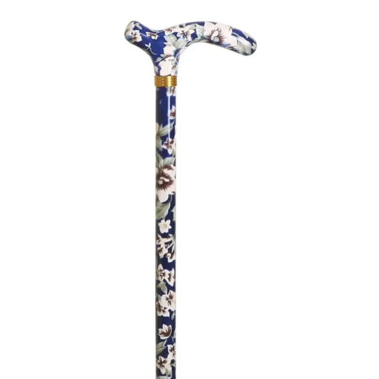 García 1880 Extendable Aluminium Crutch Stamped with Floral Patterns and Blue Background
