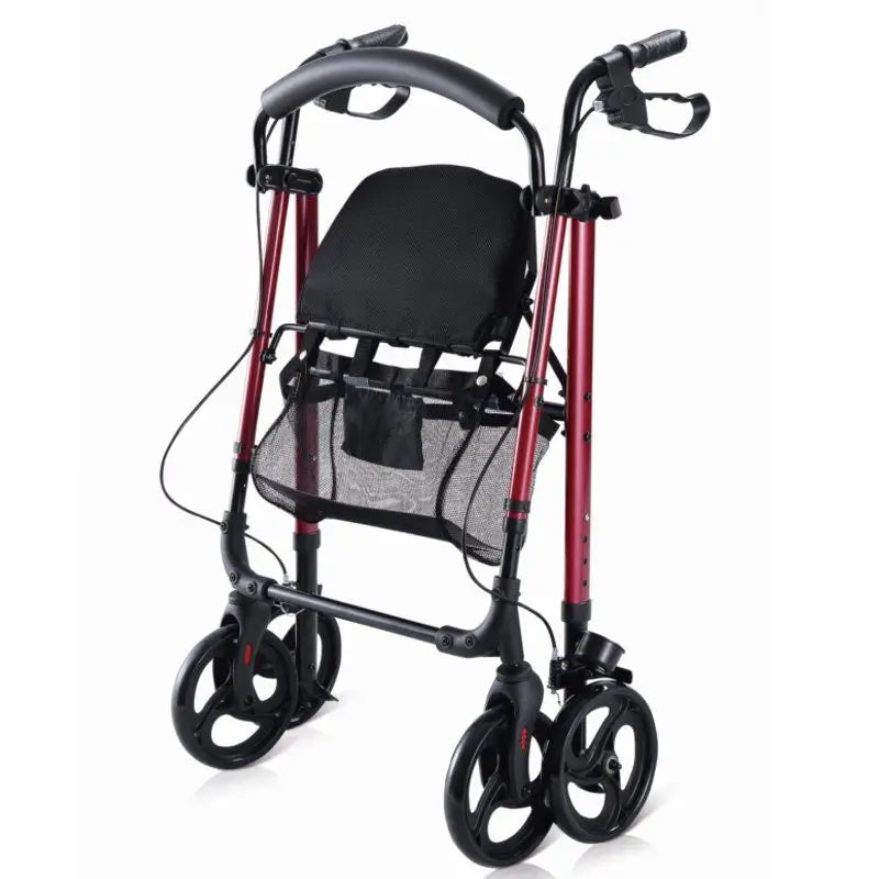 Déambulateur Garcia 1880 en aluminium avec siège réglable en hauteur (rouge)