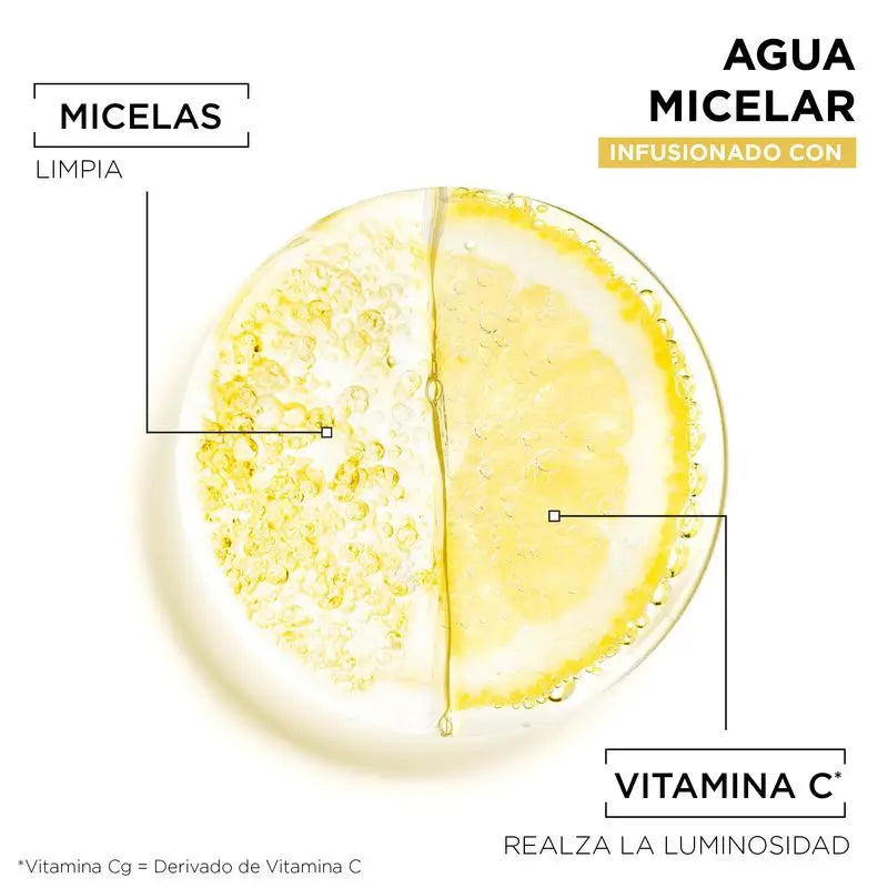 L'eau micellaire Garnier Vitamine C nettoie, démaquille et éclaircit la peau terne. Formule hypoallergénique - 400 ml