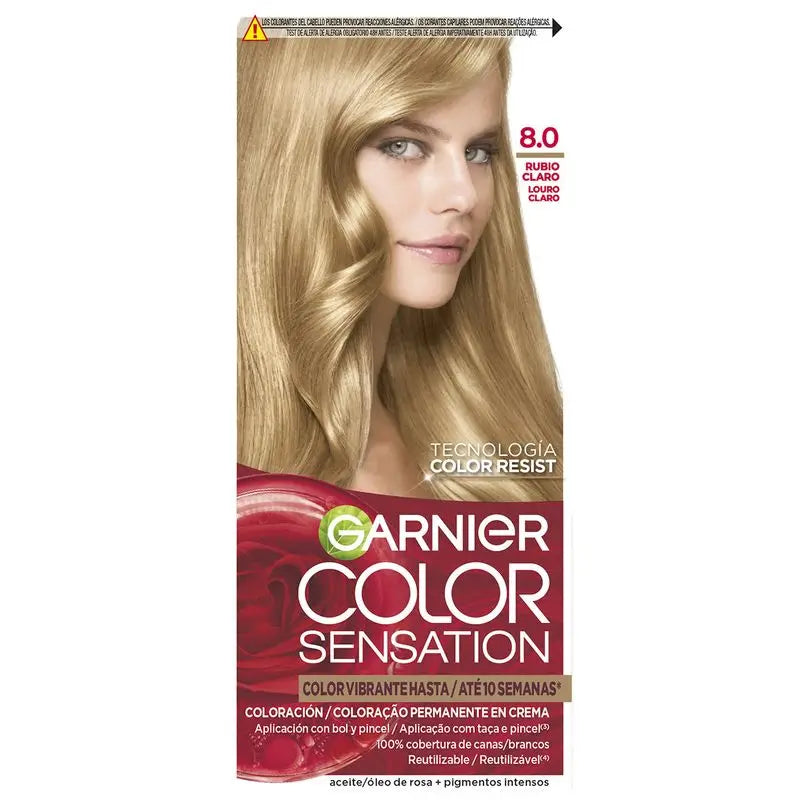 Garnier Color Sensation Cream Permanent Hair Color 8.0 Luminous Blonde