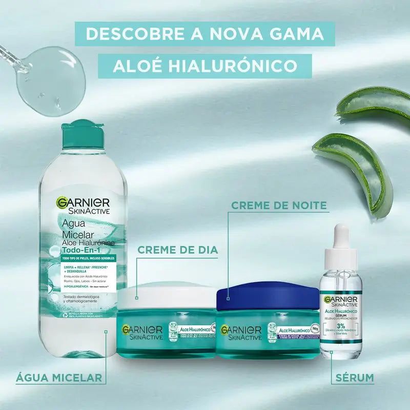 Garnier Aloe Hyaluronic Day Cream Avec Aloe Vera + Acide Hyaluronique. Hydrate intensément pendant 48 heures - Nourrit - Reconstitue.