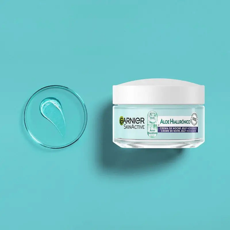 Garnier Aloe Hyaluronic Night Cream avec Acide Hyaluronique + Aloe + Argan. Hydrate pendant 48 heures, nourrit, régénère.