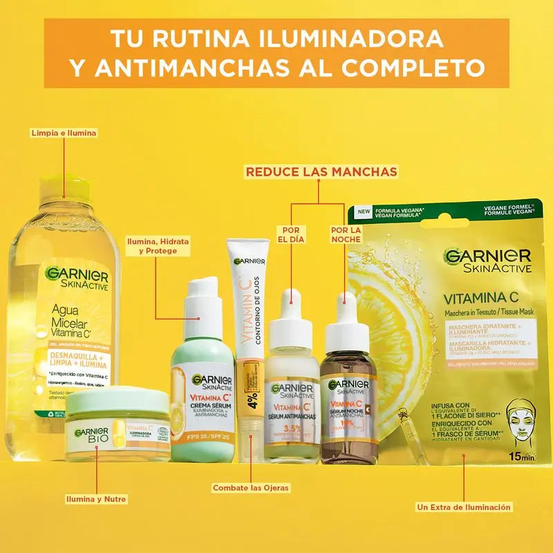 Garnier Brightening Eye Contour Cream avec Vitamine C + Niacinamide + Caféine + Poudre de Banane
