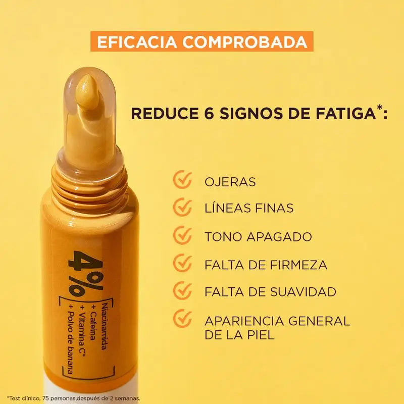 Garnier Brightening Eye Contour Cream avec Vitamine C + Niacinamide + Caféine + Poudre de Banane