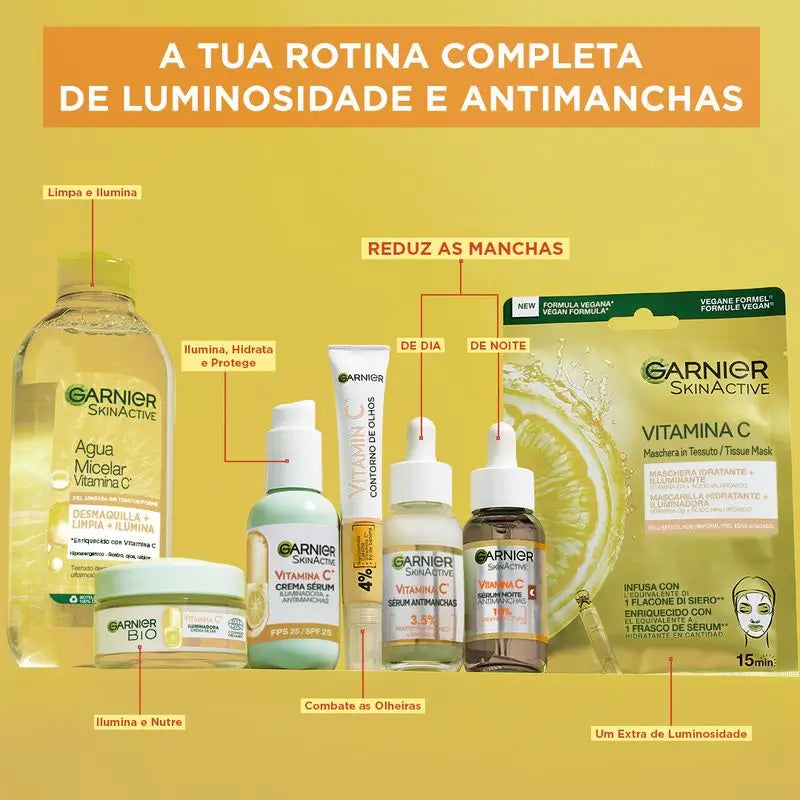 Garnier Brightening Eye Contour Cream avec Vitamine C + Niacinamide + Caféine + Poudre de Banane