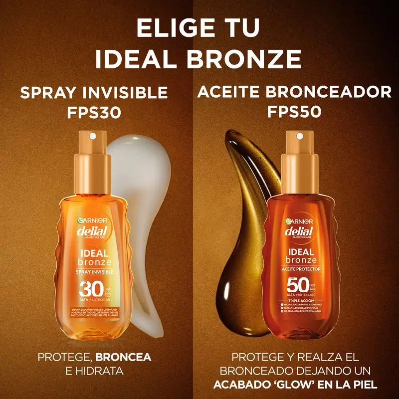 Garnier Delial Ideal Bronze Huile Protectrice Fps 50 Pour un bronzage uniforme et lumineux - 150Ml