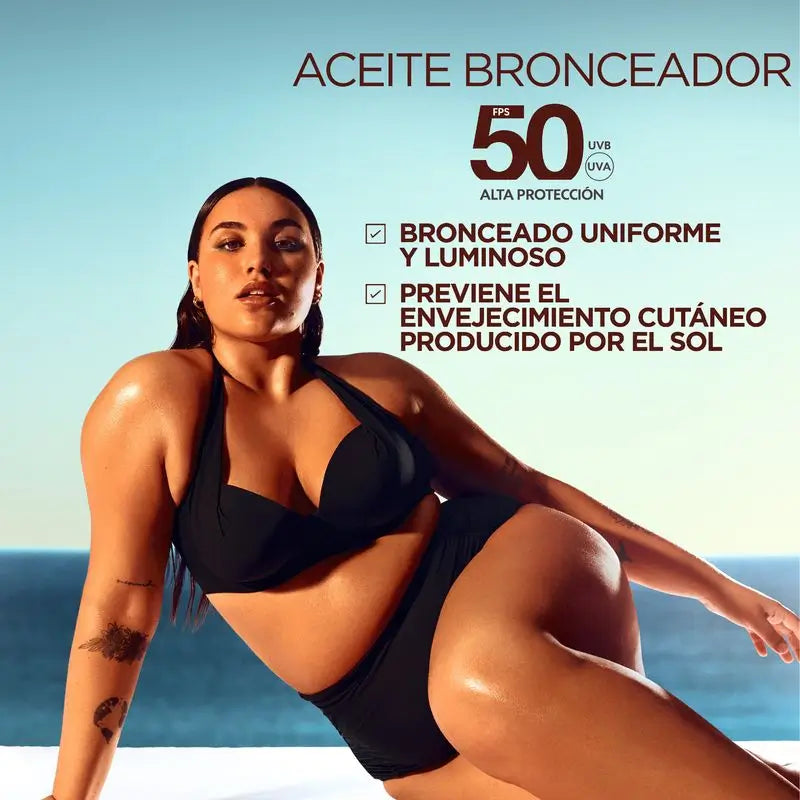 Garnier Delial Ideal Bronze Huile Protectrice Fps 50 Pour un bronzage uniforme et lumineux - 150Ml