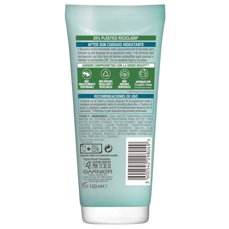 Garnier Delial After Sun Moisturising Milk With Natural Aloe 100 Ml Travel Format
