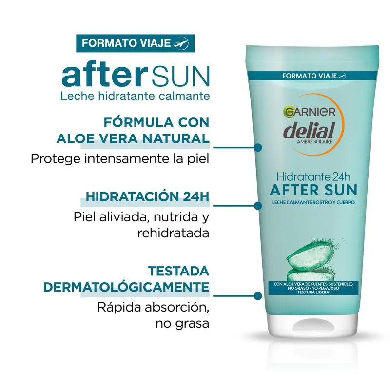 Garnier Delial After Sun Moisturising Milk With Natural Aloe 100 Ml Travel Format