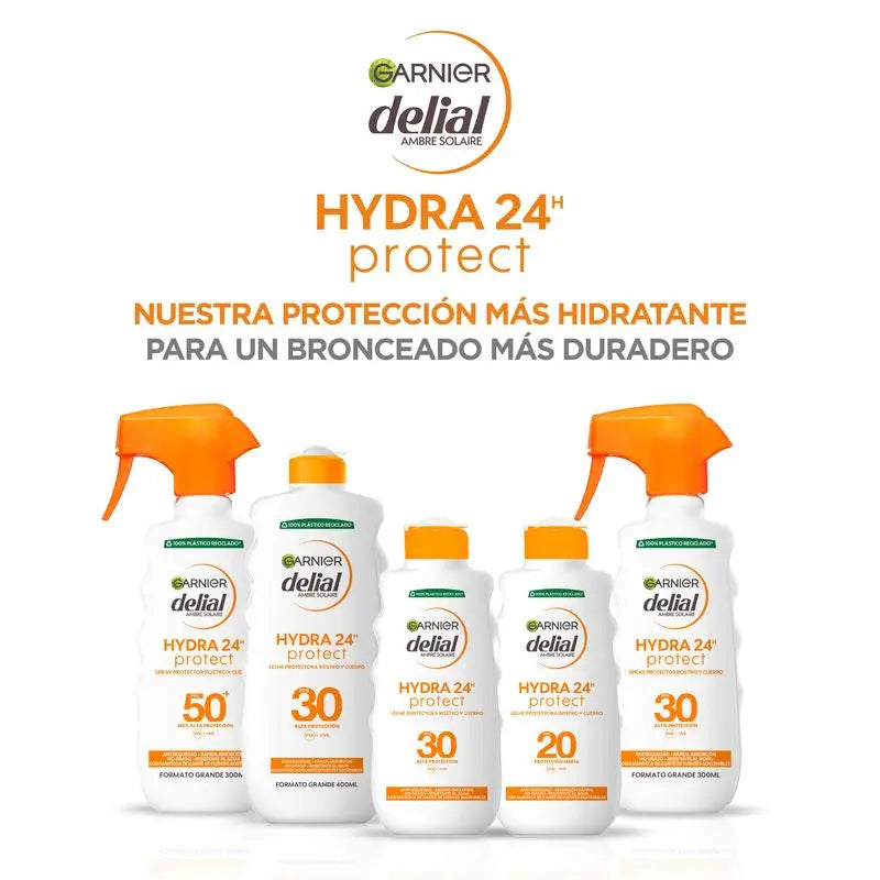 Garnier Delial Lait Protecteur Spf 30 Hydra 24 Protect, formule résistante à l'eau et hydratante au beurre de karité