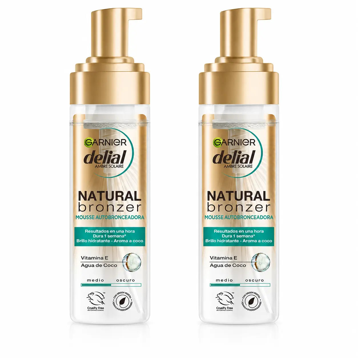 Garnier Delial Mousse Autobronzante à l'Eau de Coco Hydratante 200 Ml , pack 2