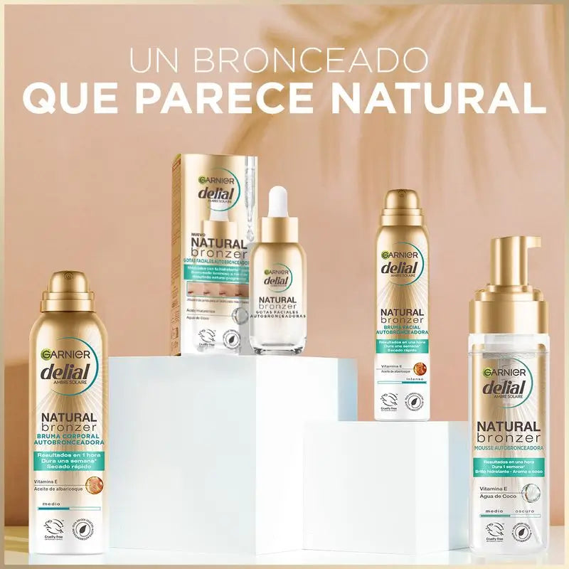 Garnier Delial Natural Bronzer Brume autobronzante pour le corps à l'huile de noyaux d'abricot pour un bronzage naturel, 150Ml