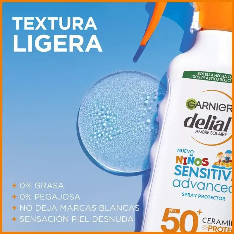 Garnier Delial Delial Crème solaire pour enfants Spf50 Pour peaux claires et sensibles. Pédiatrie, 270Ml